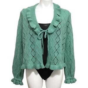 Charter Club Green Ruffle Sweater New Size XL